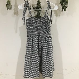 NWOT smocked tie shoulder gingham dress